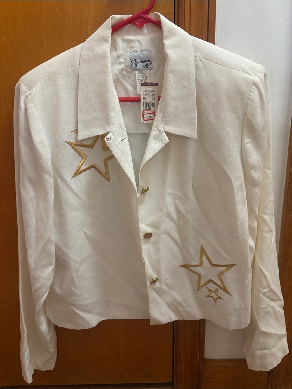 Vintage 80’s/90’s Cream Star-Accent Blazer with Gold Embroidery